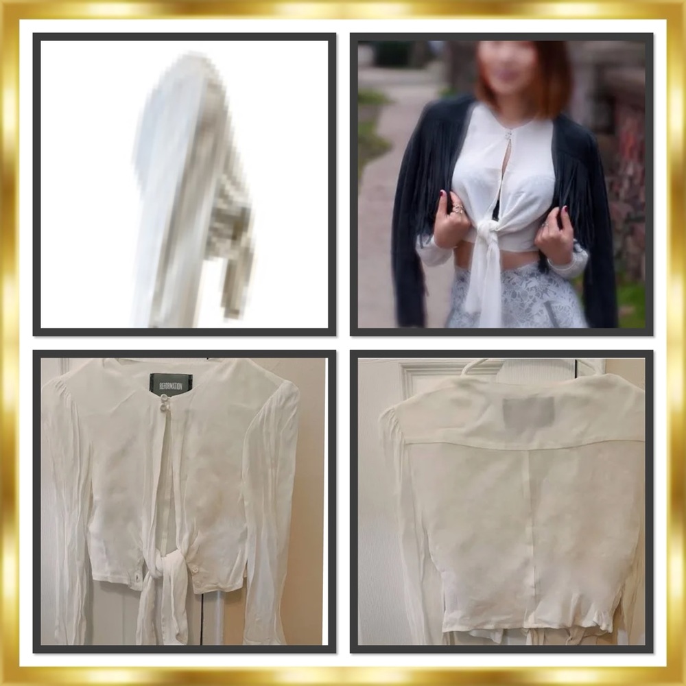 Reformation Open Front Tie Front Viscose V-Neck C… - image 7